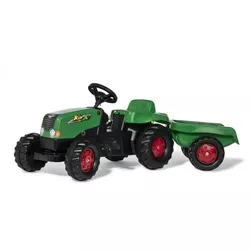 RollyToys Šlapací traktor Rolly Kid s vlečkou, zeleno-červená