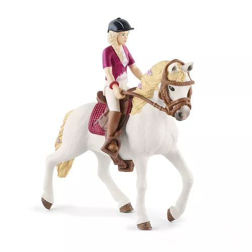 Schleich 42540 Blondýna Sofia s pohyblivými klouby na koni, 15 cm